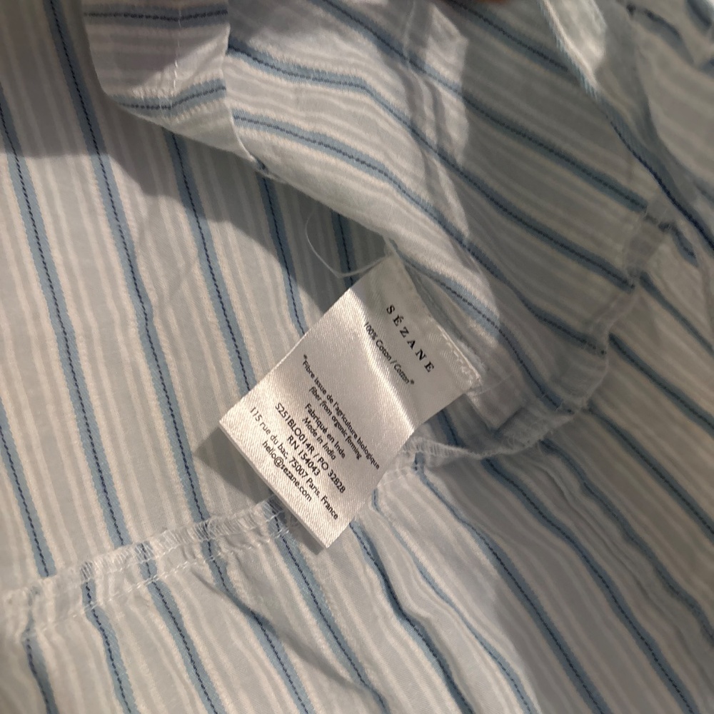 Sezane Blue and White Striped Blouse - Picture 4 of 8